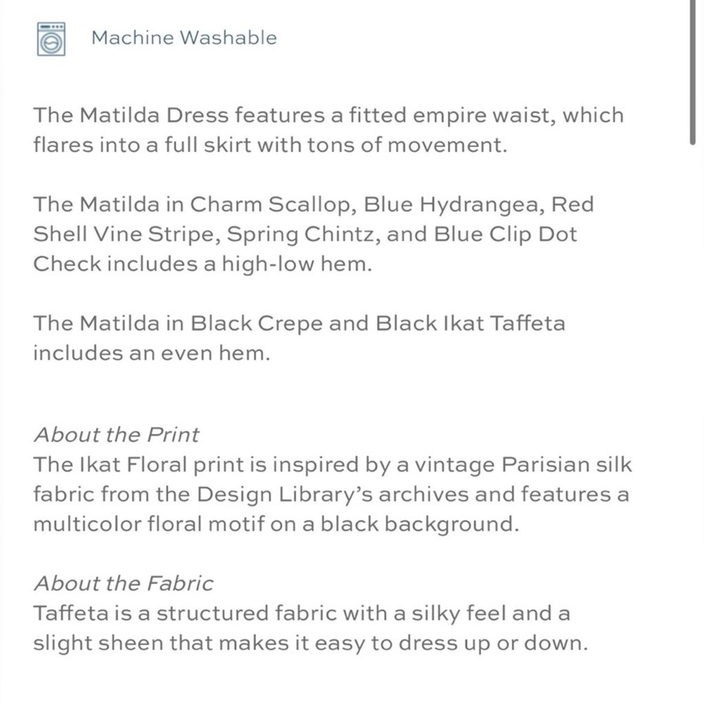NWT Hill House Black Ikat Floral Matilda Dress, Square-Neck Puff Sleeve Midi - Picture 7 of 8